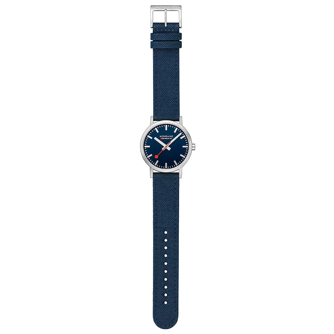 Mondaine Classic Mens Watch with Blue Dial and Blue Strap A660.30360.40SBD