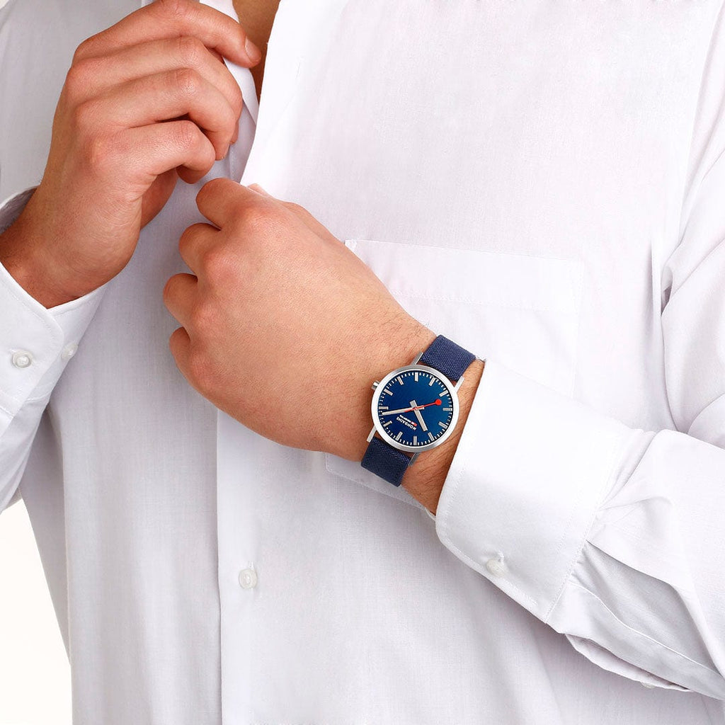 Mondaine Classic Mens Watch with Blue Dial and Blue Strap A660.30360.40SBD