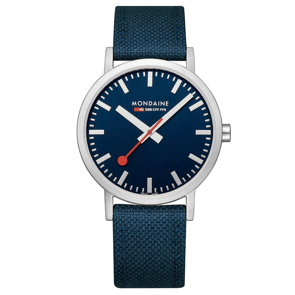 Mondaine Classic Mens Watch with Blue Dial and Blue Strap A660.30360.40SBD