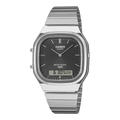 Casio Collection Mens Analogue-Digital Watch with Black Dial and Silver Strap AQ-240E-1AEF