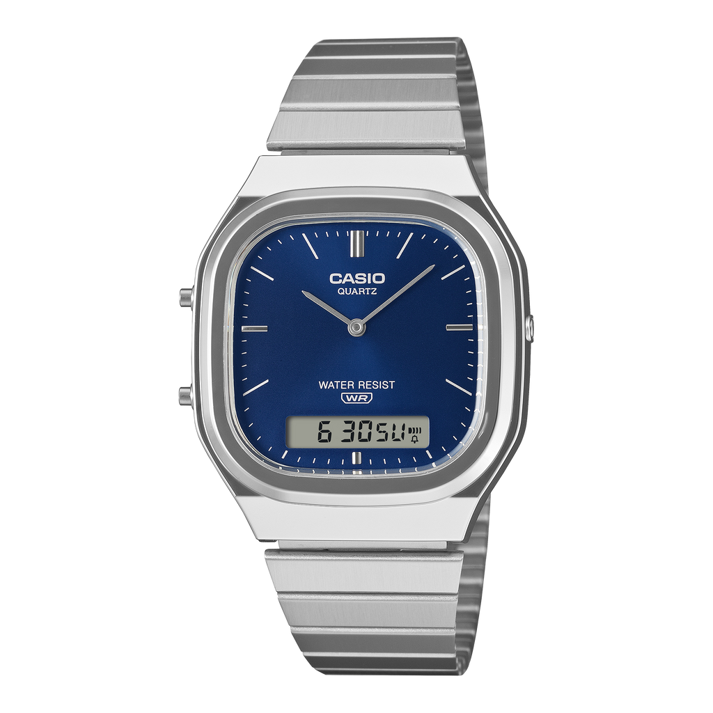 Casio Collection Mens Analogue-Digital Watch with Blue Dial and Silver Strap AQ-240E-2A2EF