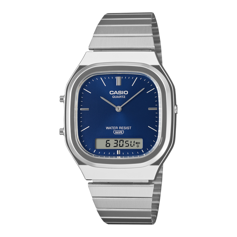 Casio Collection Mens Analogue-Digital Watch with Blue Dial and Silver Strap AQ-240E-2A2EF