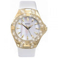 Gwylio Menywod Lledr Gwyn Mother of Pearl Dwys Seksy gan Sekonda 4432.37
