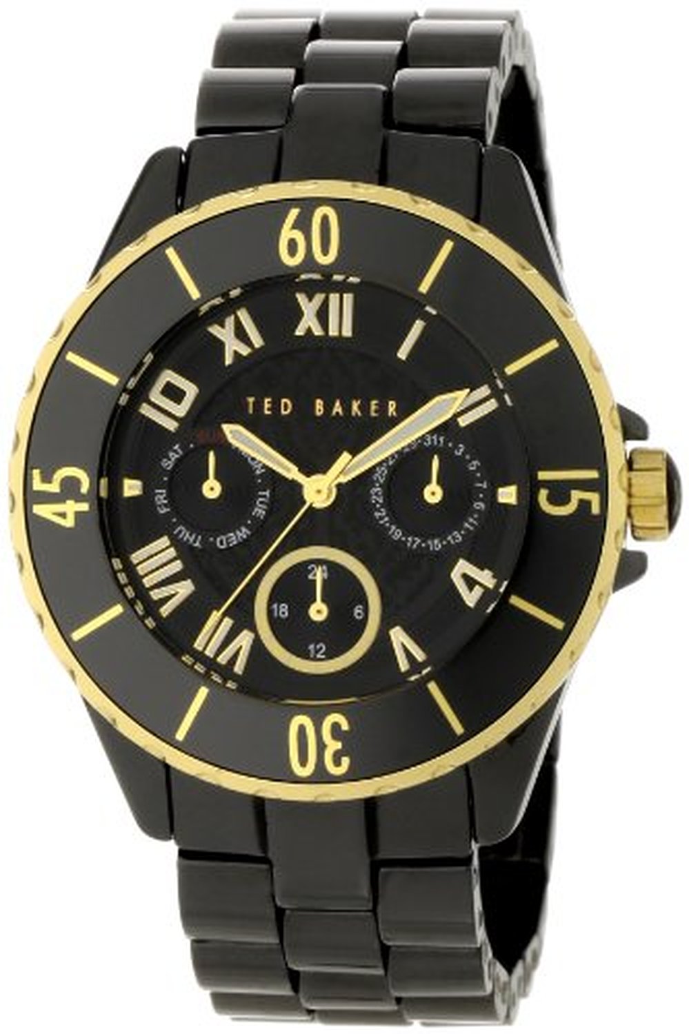 Ted Baker Merched Du Aur Gwylio Breichled Ceramig TE4057