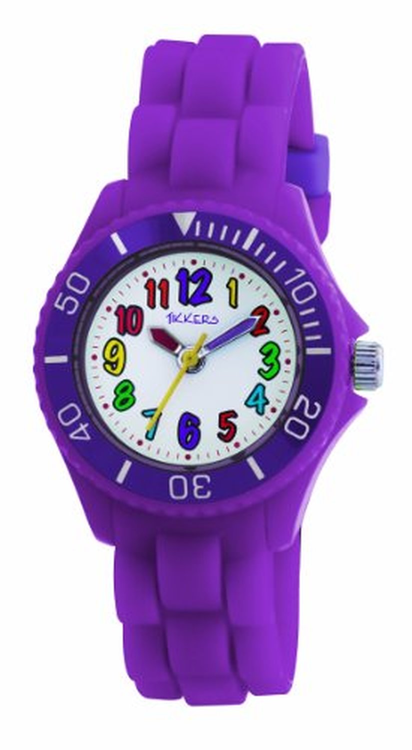 Tikkers Purple Rubber/Silicone Strap Kids Watch with Bright Funky Coloured Numbers TK0010