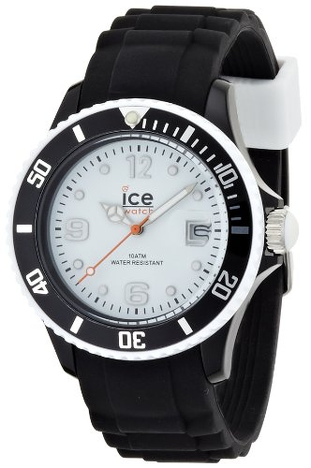 Ice-Watch Unisex Quartz Watch with White Dial Analogue Display and Black Silicone Strap SI.BW.U.S.12