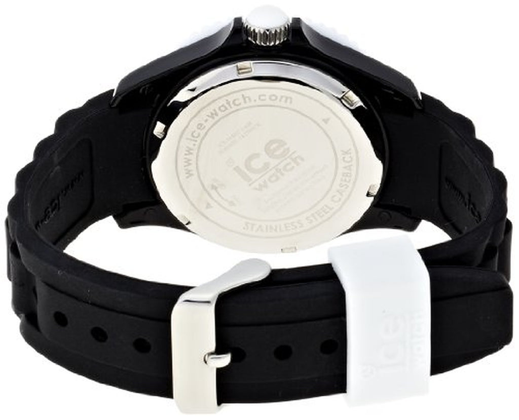 Ice-Watch Unisex Quartz Watch with White Dial Analogue Display and Black Silicone Strap SI.BW.U.S.12