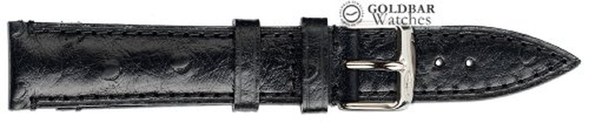 Black Ostrich Pattern High Quality Genuine Leather 18mm Stampa Struzzo Watch Strap
