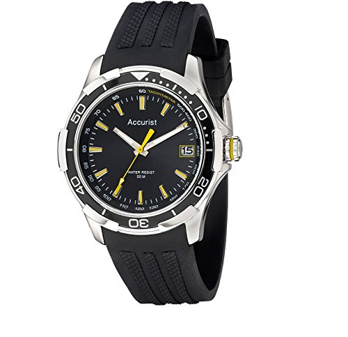 MS860BB Gents Accurist Black Silicon Strap Watch