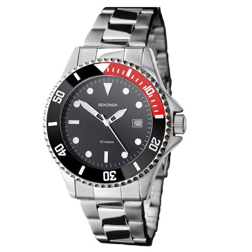 Sekonda Men's Watch with Black Dial And Stainless Steel Bracelet 3078