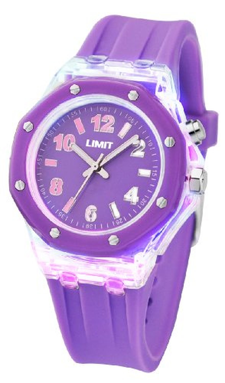 Limit Strobe by Limit Unisex Quartz Watch with Purple Dial Analogue Display and Purple Silicone Strap 6896.58