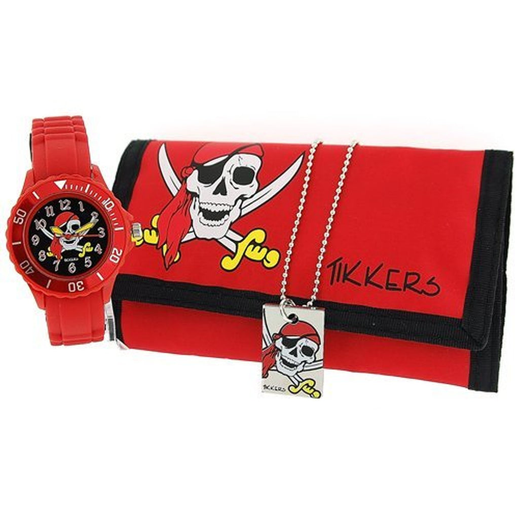 Tikkers Pirates Red & Black Boys Watch, Necklace & Wallet Gift Set ATK1012