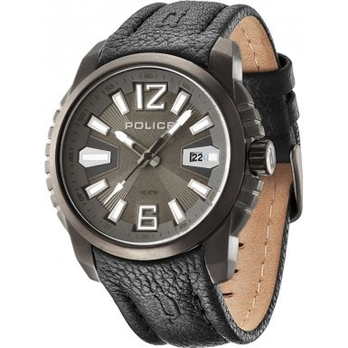Police Survivor Black Leather Strap Gents Watch 13896JSU-61