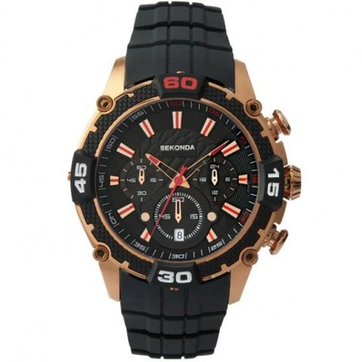 Sekonda Black Rubber Strap Gents Watch 3490