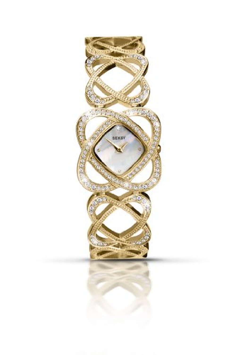 Seksy by Sekonda Crystal Hearts Mother of Pearl Dial Analogue Display and Gold Bracelet Ladies Watch 4228.37