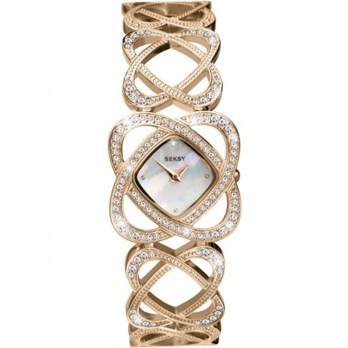 Sekonda Seksy Crystal Hearts Ladies Watch with Rose Gold Stone Set Bracelet 4229