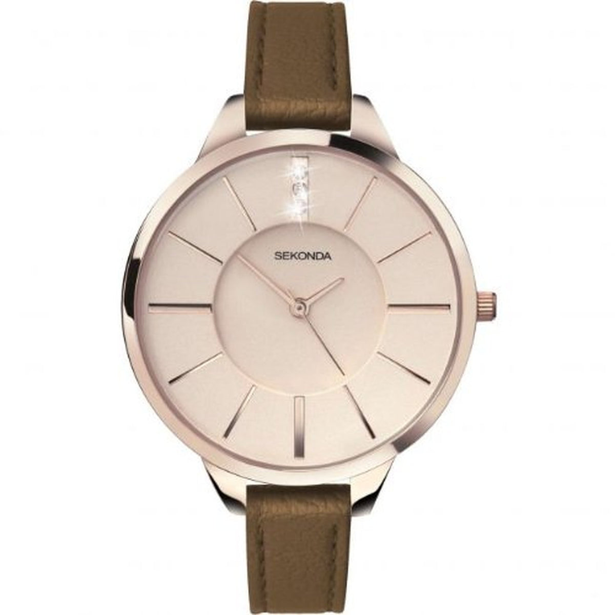 Sekonda Editions Brown Leather Strap Ladies Watch 4018