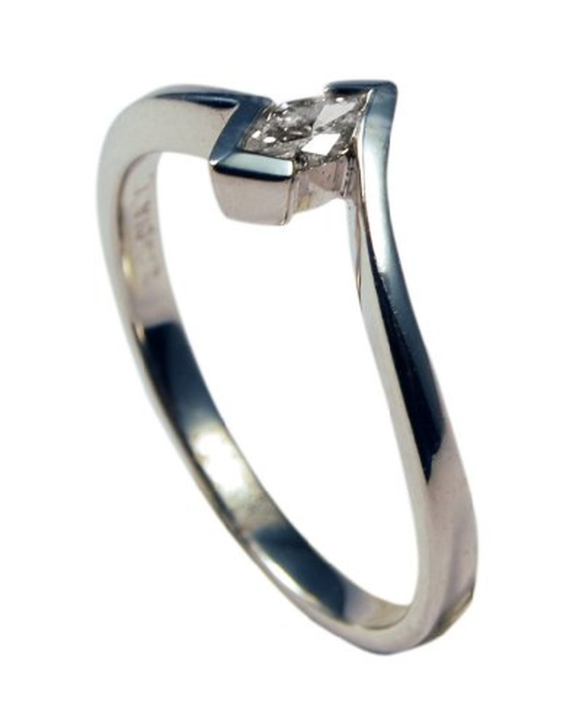 Fodrwy Ddiemwnt Solitaire Marques Gynhwysfawr 0.15ct Aur Gwyn 9k i Fenywod