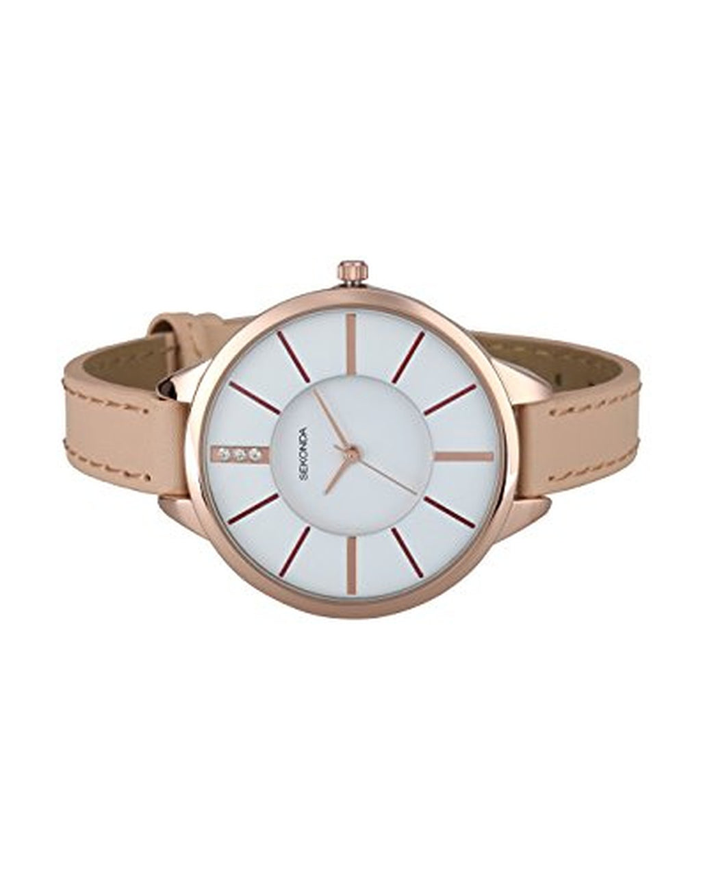 Sekonda Editions Ladies Watch White Stone Set Dial and Nude Strap 2013