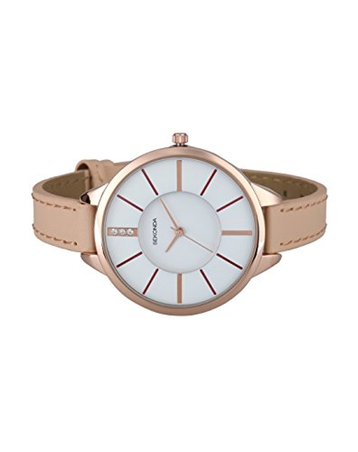 Sekonda Editions Ladies Watch White Stone Set Dial and Nude Strap 2013