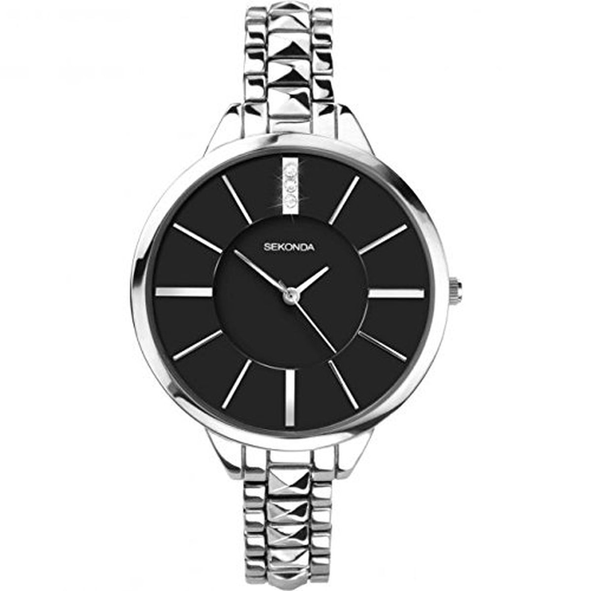 Sekonda Stainless Steel Black Dial Ladies Watch 2035