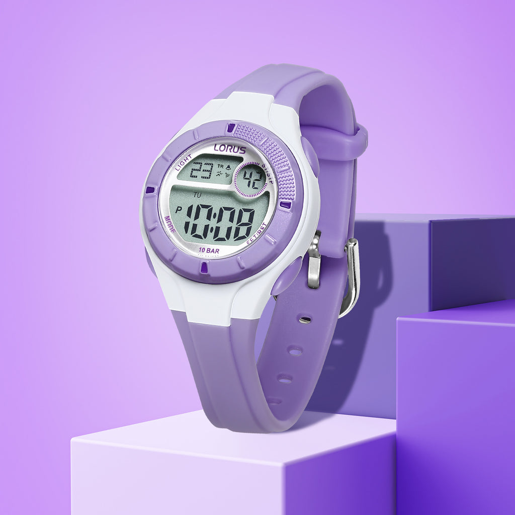 Lorus Kids Digital Watch with Purple Resin Strap R2347PX9