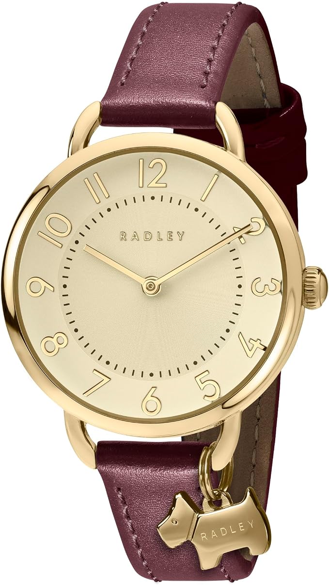 RADLEY Ladies Watch with Gold Dial and Burgandy Leather Strap RY22070A