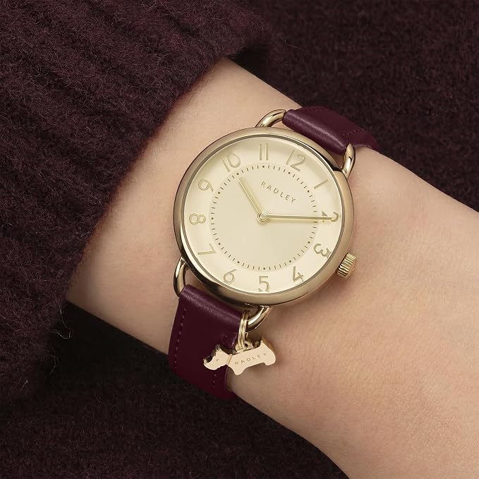 RADLEY Ladies Watch with Gold Dial and Burgandy Leather Strap RY22070A