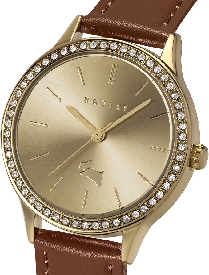 RADLEY Ladies Watch with Gold Dial and Brown Leather Strap RY22076A