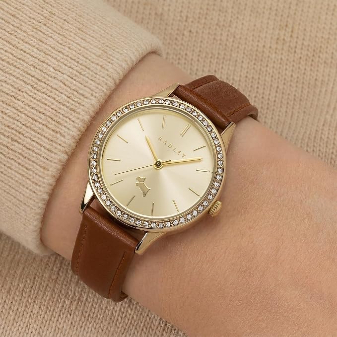 RADLEY Ladies Watch with Gold Dial and Brown Leather Strap RY22076A