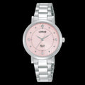 Lorus Ladies Solar Watch with Pink Dial and Silver Bracelet RY521AX9