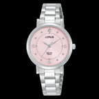 Lorus Ladies Solar Watch with Pink Dial and Silver Bracelet RY521AX9