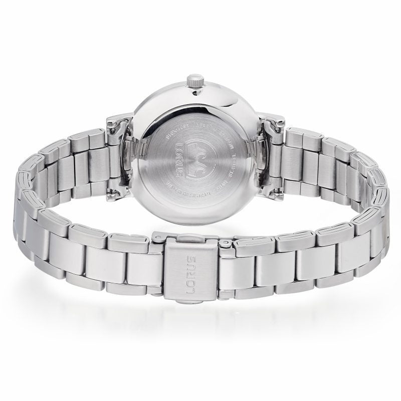 Lorus Ladies Solar Watch with Pink Dial and Silver Bracelet RY521AX9