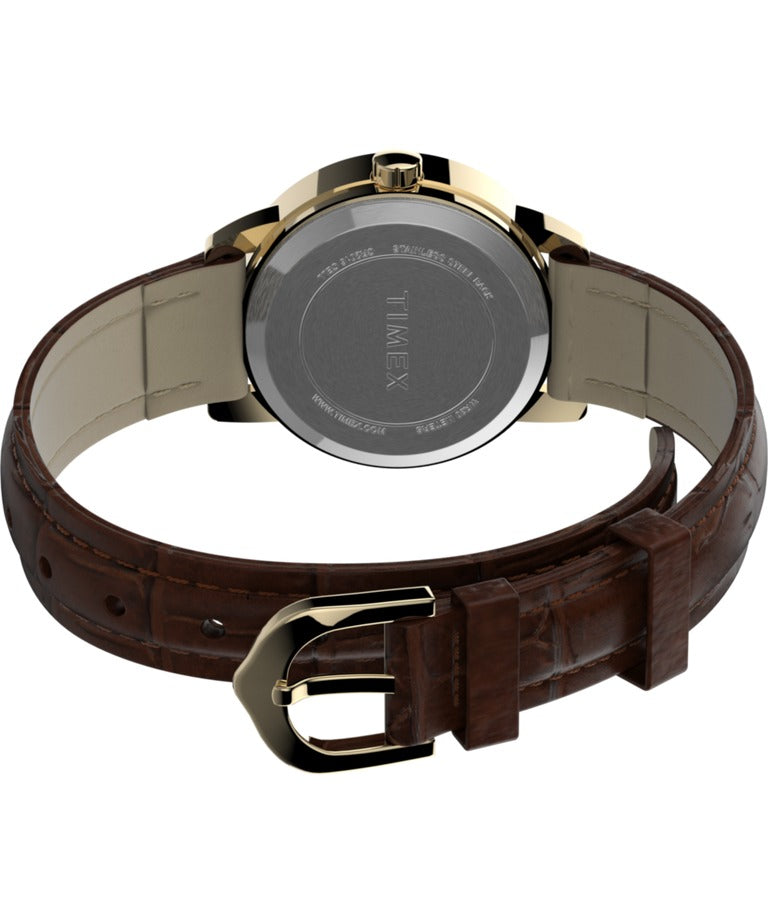 Timex Ladies Watch with Whtie Dial and Brown Strap T20071
