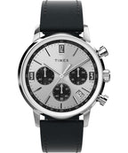 Timex Mens Chronograph Watch with Silver Dial and Black Strap TW2W10300