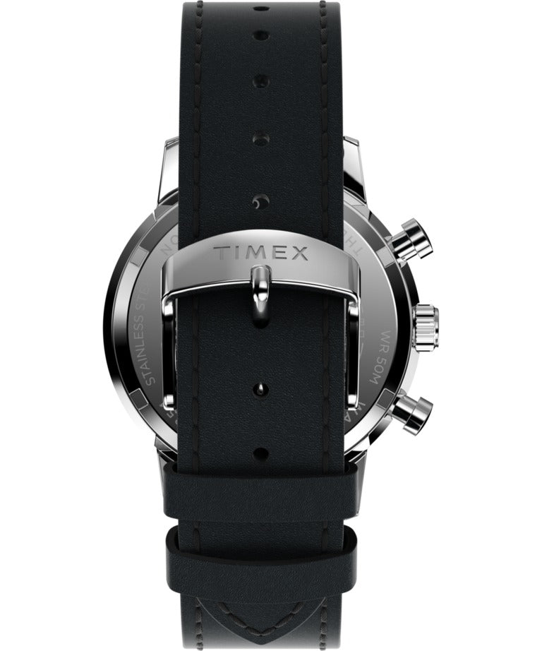 Timex Mens Chronograph Watch with Silver Dial and Black Strap TW2W10300