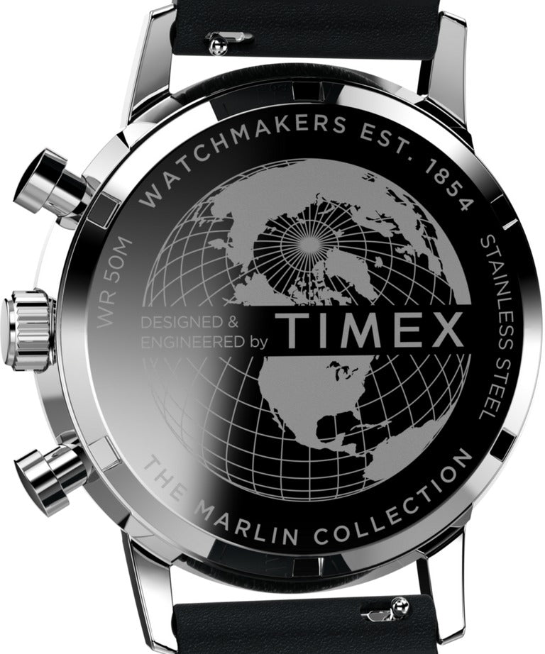 Timex Mens Chronograph Watch with Silver Dial and Black Strap TW2W10300