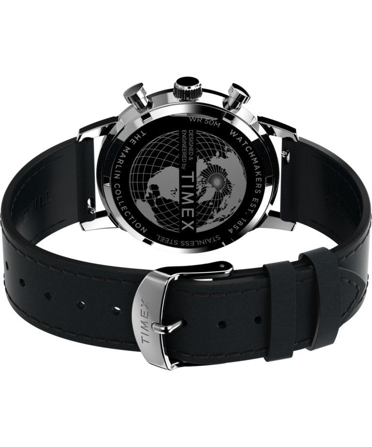 Timex Mens Chronograph Watch with Silver Dial and Black Strap TW2W10300