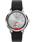 Timex Peanuts Mens Automatic Watch with Silver Dial and Black Strap TW2W49600