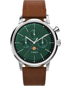 Timex Mens Watch with Green Dial and Brown Strap TW2W51000