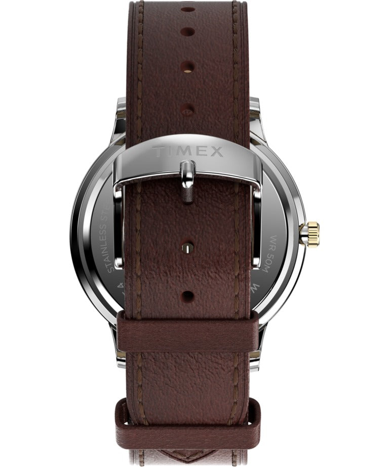 Timex Mens Watch with Blue Dial and Brown Strap TW2W75600