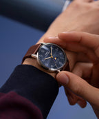 Timex Mens Watch with Blue Dial and Brown Strap TW2W75600