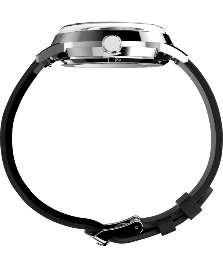 Timex Peanuts Mens Automatic Watch with Silver Dial and Black Strap TW2W87200
