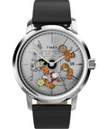 Timex Peanuts Mens Automatic Watch with Silver Dial and Black Strap TW2W87200