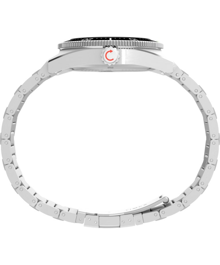 Timex Deepwater Mens Watch with Black Dial and Silver Strap TW2W95200