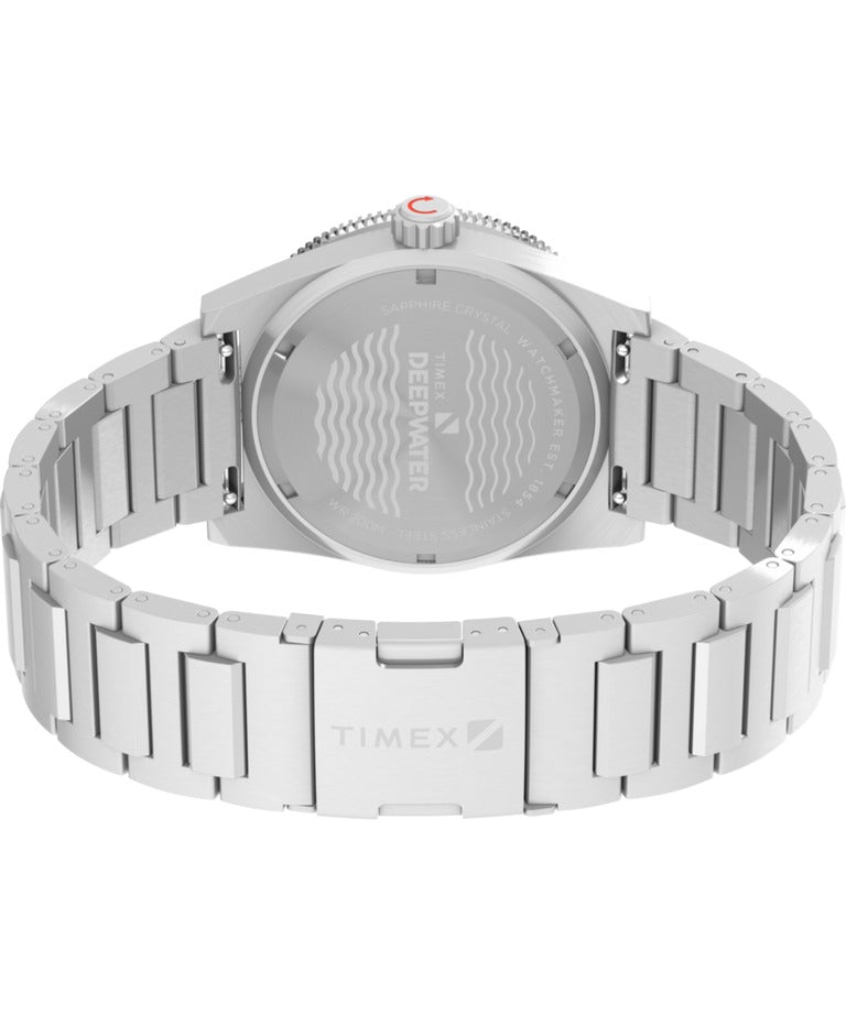 Timex Deepwater Mens Watch with Black Dial and Silver Strap TW2W95200