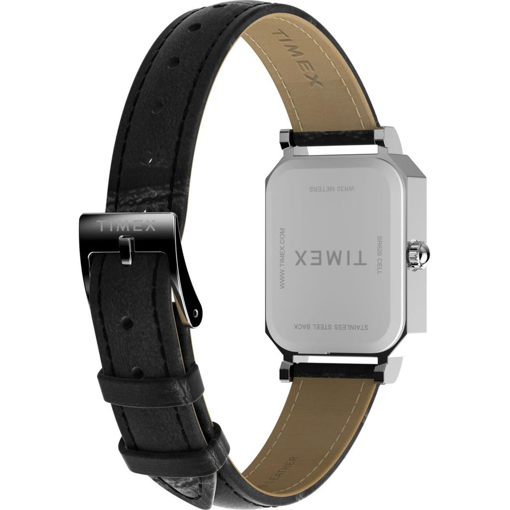 Timex Ladies Watch with Silver Dial and Black Strap TW2Y00800