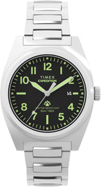 Timex Expedition Mens Watch with Black Dial and Silver Bracelet TW2Y18300