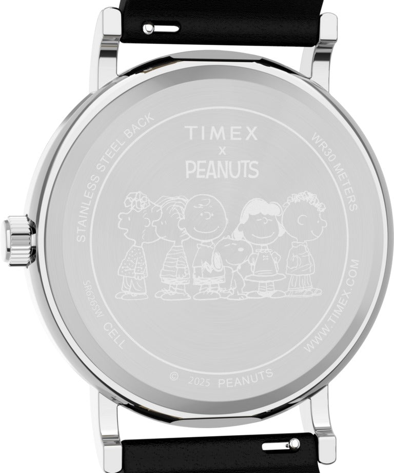 Timex Peanuts Mens Watch with White Dial and Black Strap TW2Y31000