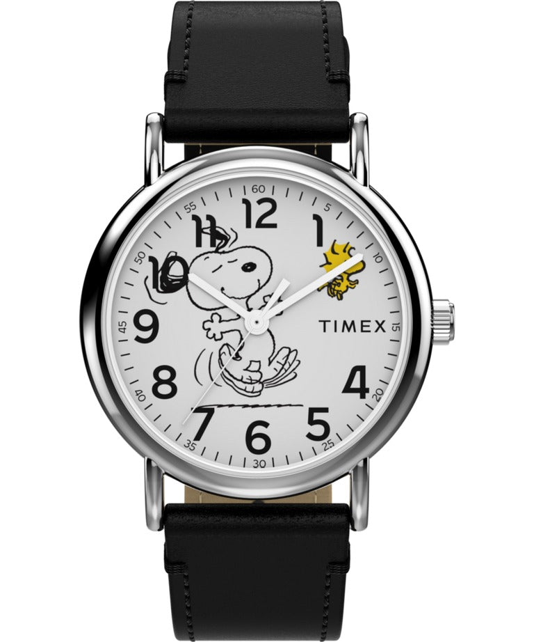 Timex Peanuts Mens Watch with White Dial and Black Strap TW2Y31000